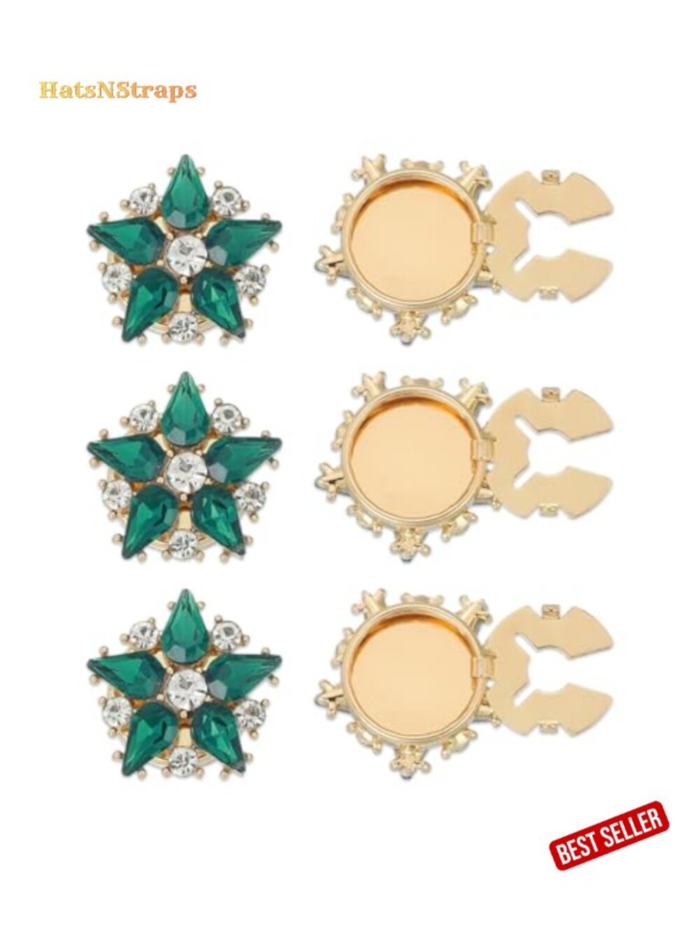 Rhinestone Button Covers Clip On Crystal Sleeve Button Embellishments 6pcs